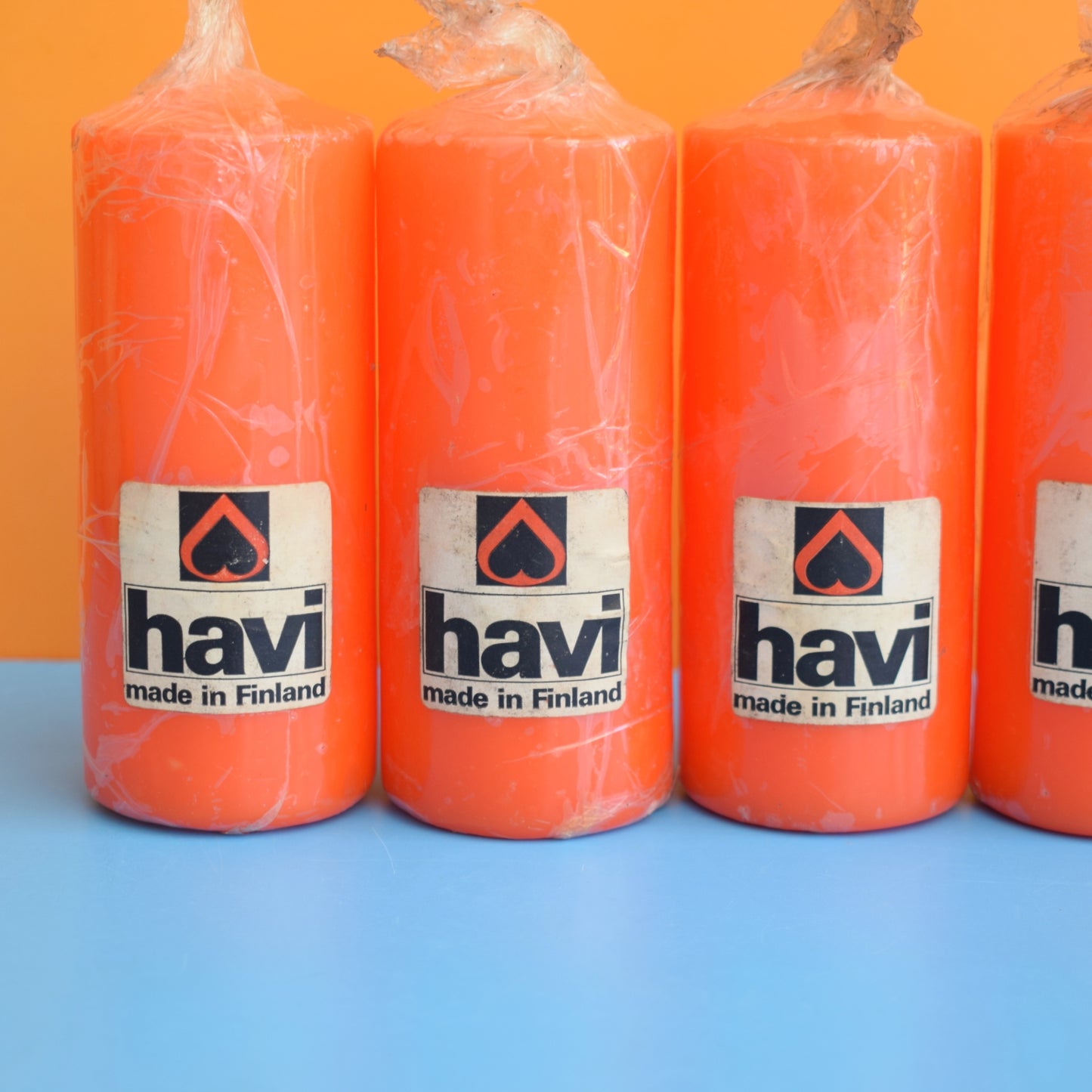 Vintage 1970s Unused Candles - Orange- Havi Finland