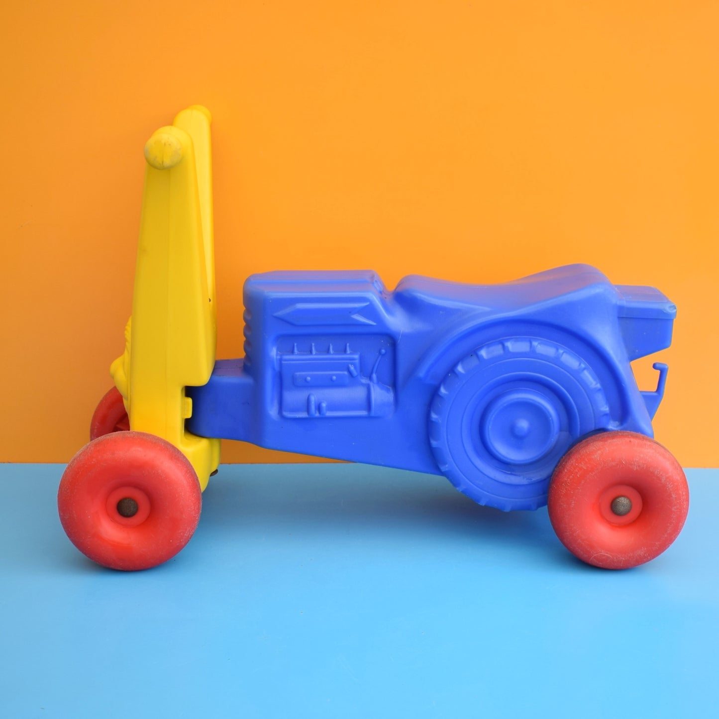 Vintage 1980s Plastic Toy Ride On Tractor With Face