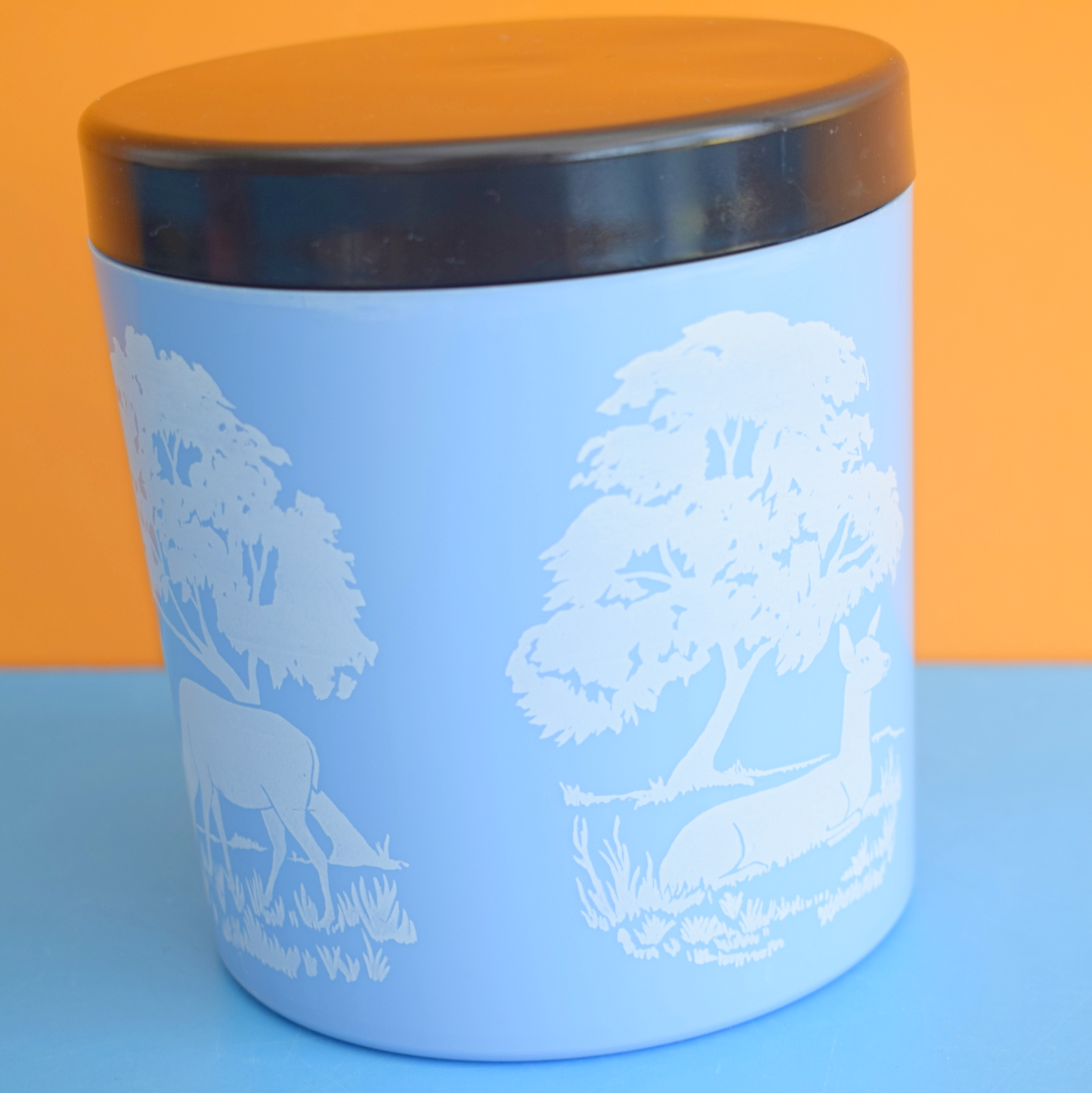 Vintage 1960s Plastic Container - Pale Blue Bambi