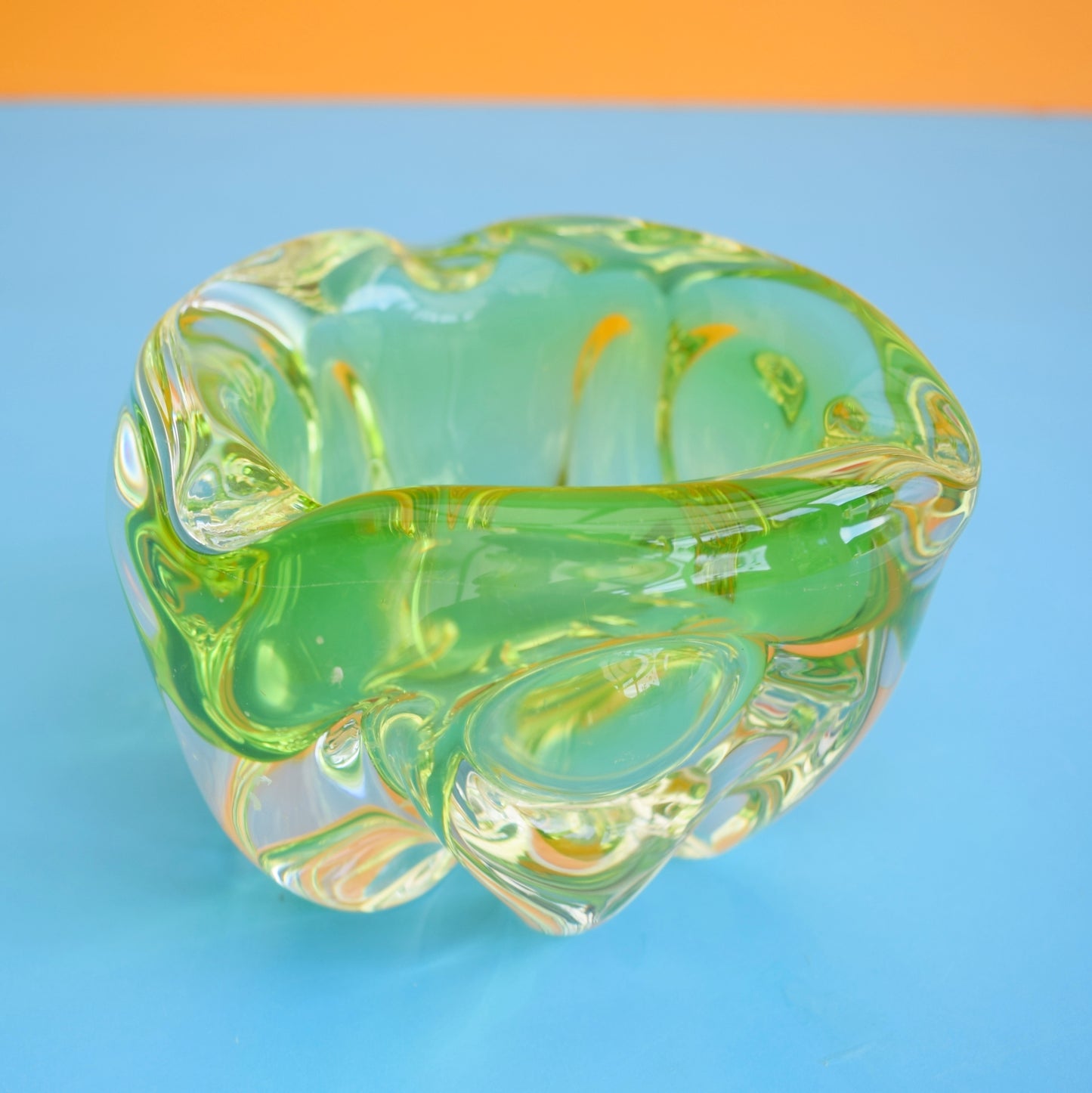 Vintage 1960s Glass Bowl - Bohemia Czech - Chribska Glassworks