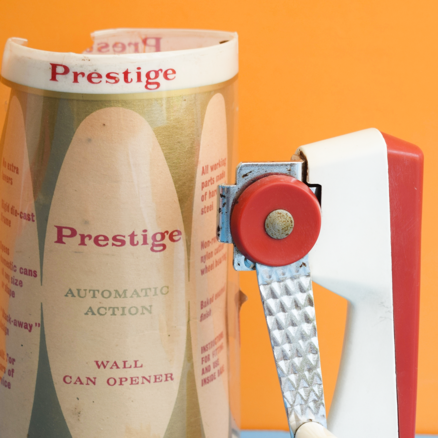 Vintage 1960s Wall Mounted Can Opener - Prestige - Red