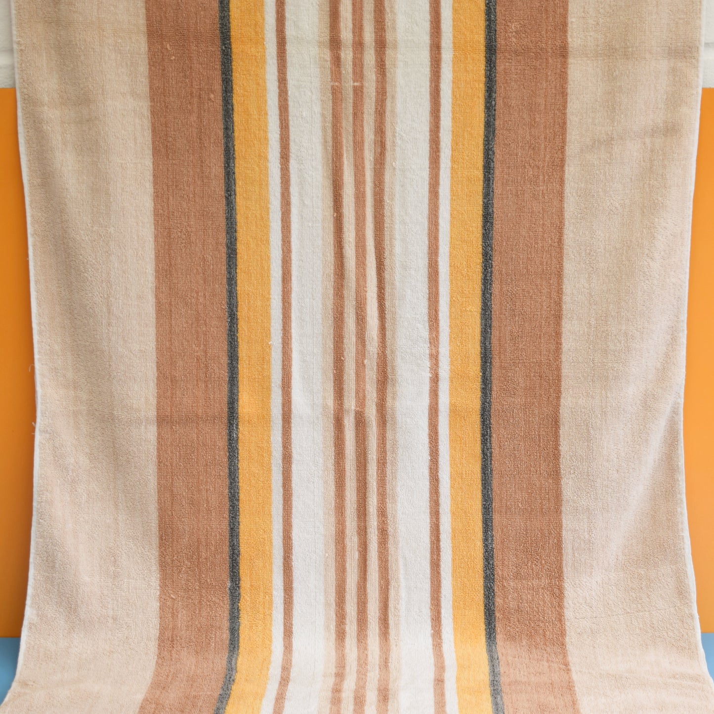 Vintage 1970s Bath Towels - Brown or Green Stripes