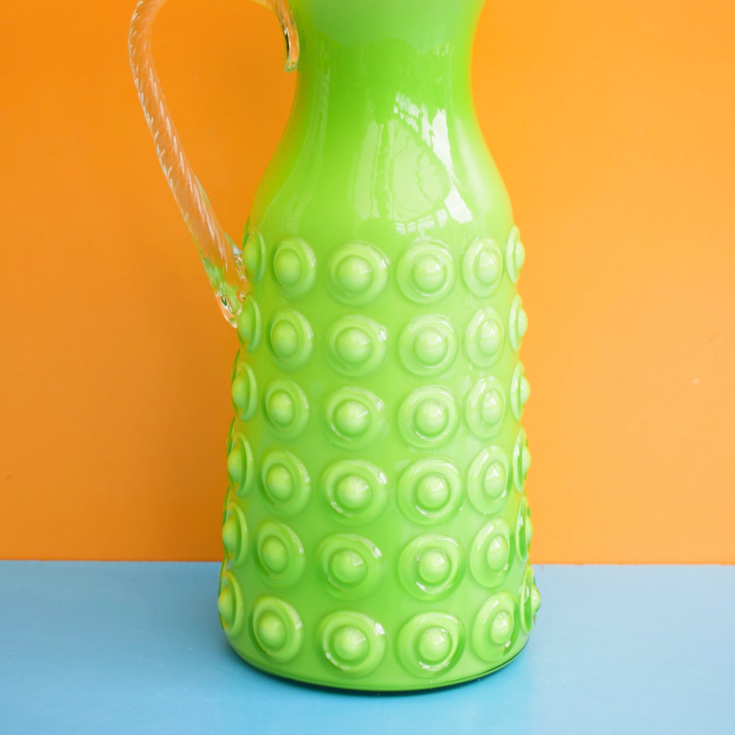 Vintage 1960s Darlek Glass Jug - Italian - Murano- Lime Green