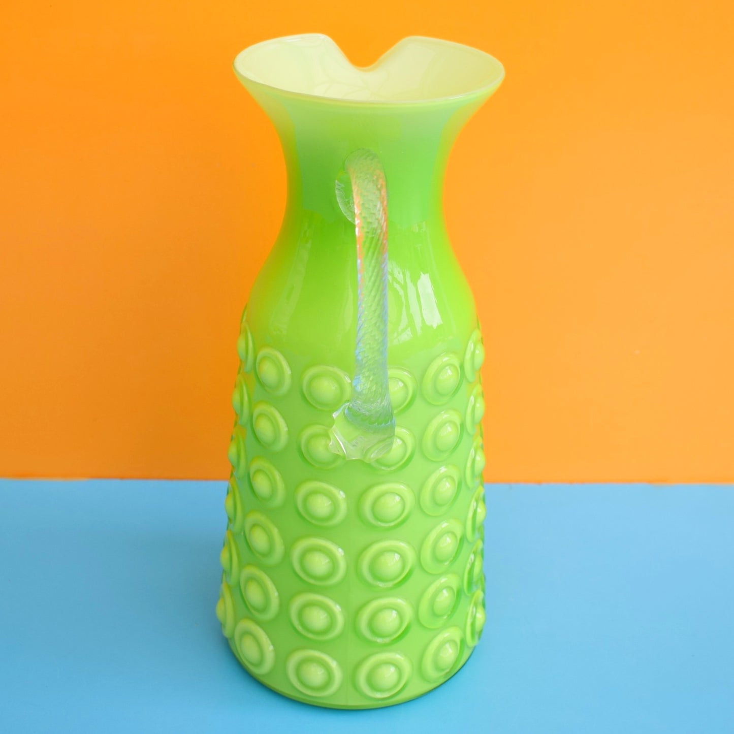 Vintage 1960s Darlek Glass Jug - Italian - Murano- Lime Green