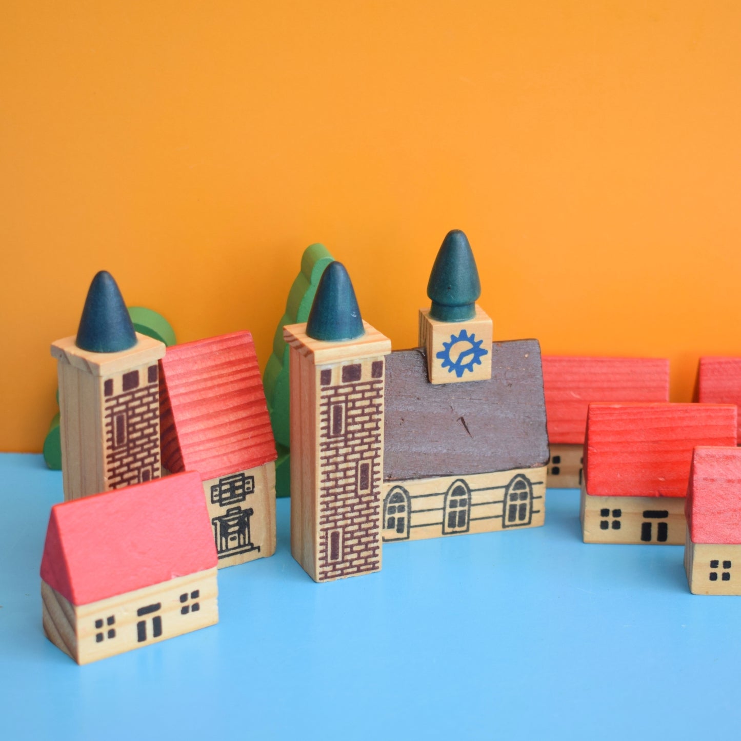 Vintage 1970s Mixed German Wooden Buildings