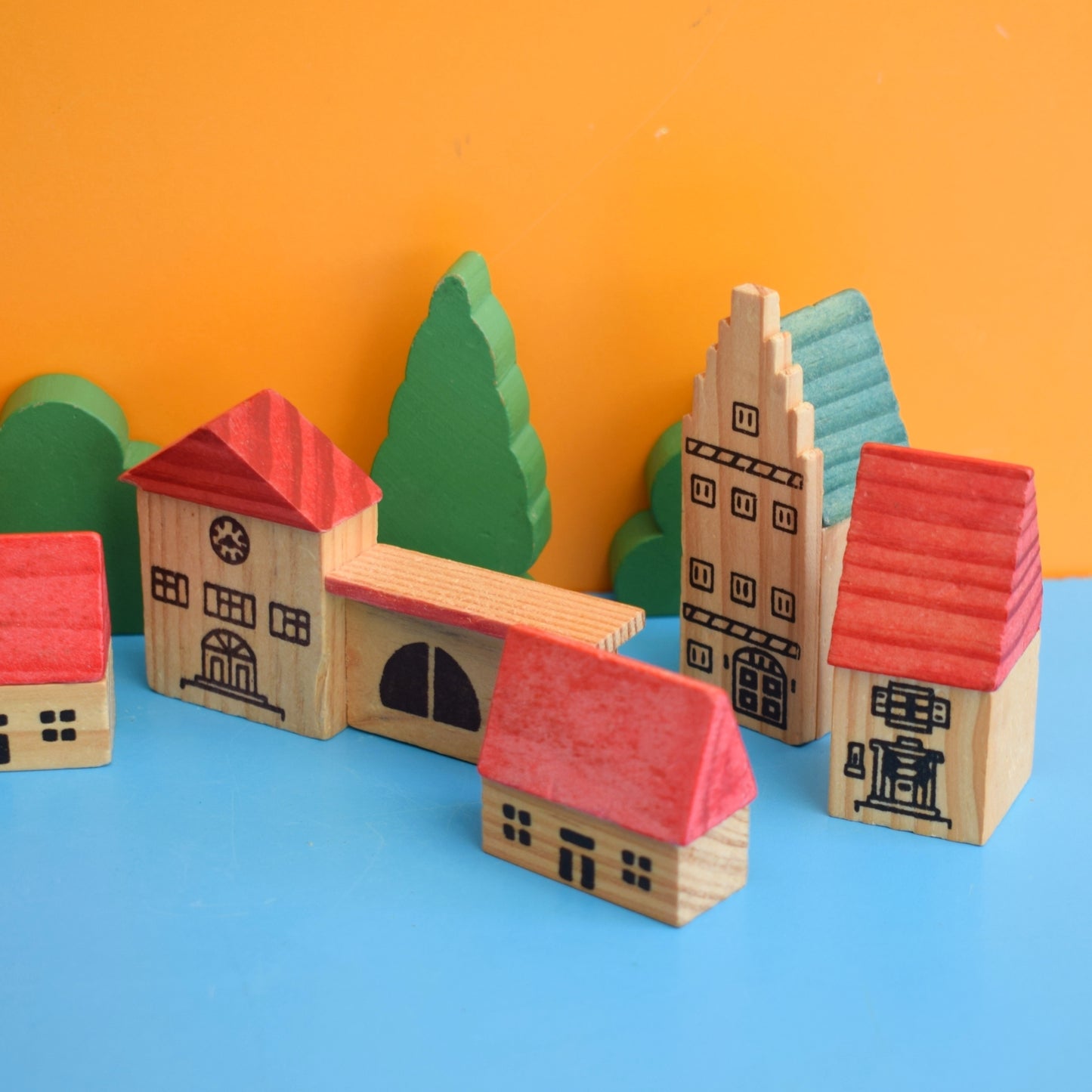 Vintage 1970s Mixed German Wooden Buildings