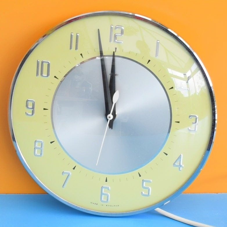 Vintage 1960s Metamec Electric Clock - Yellow .