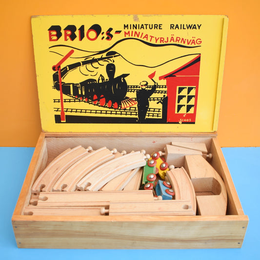 Vintage 1960s Wooden Brio Train Set In Box