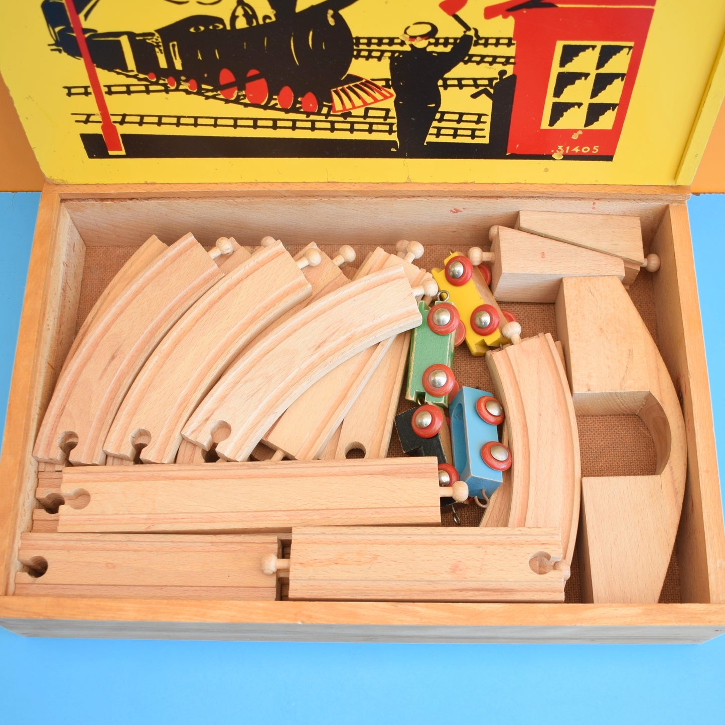 Vintage 1960s Wooden Brio Train Set In Box