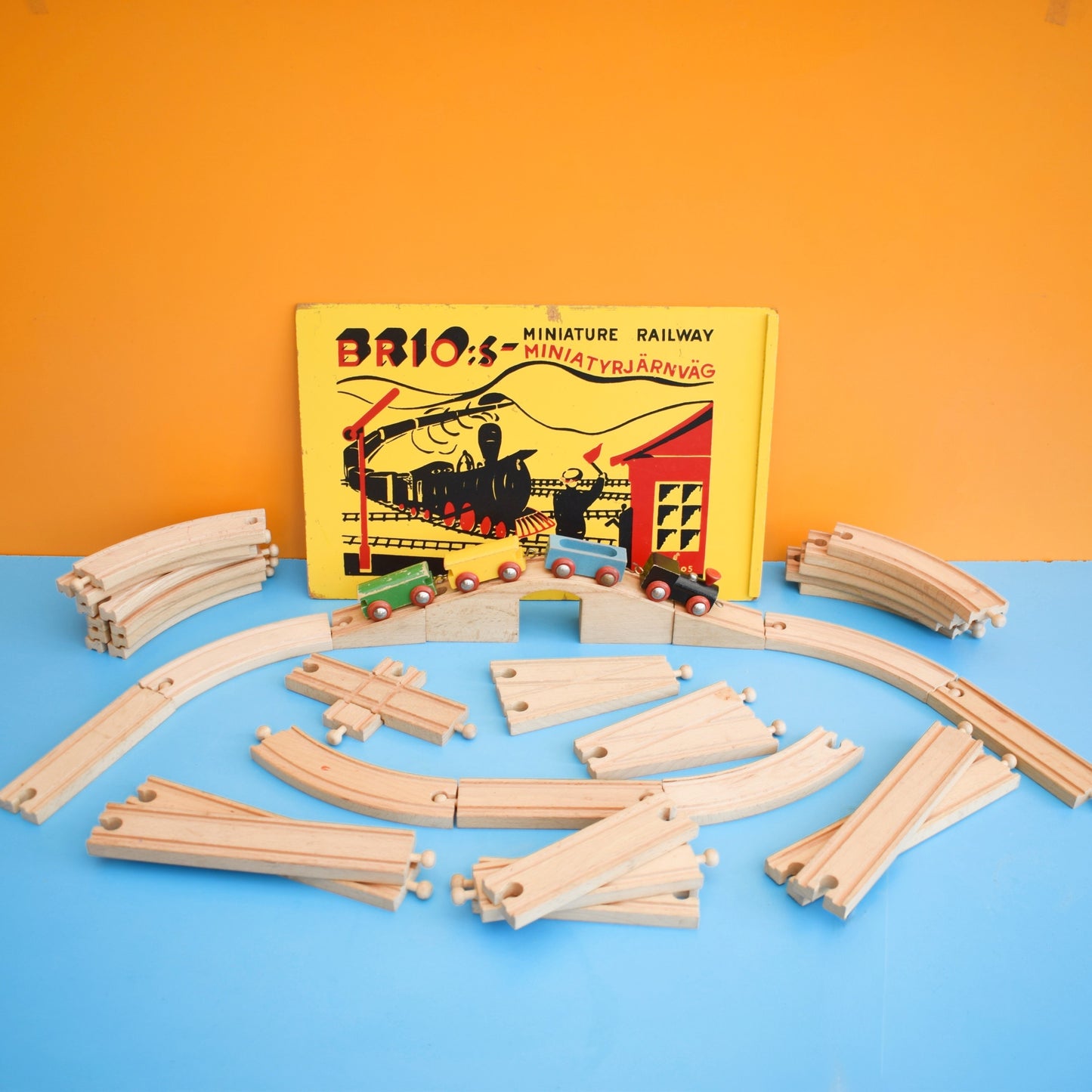 Vintage 1960s Wooden Brio Train Set In Box