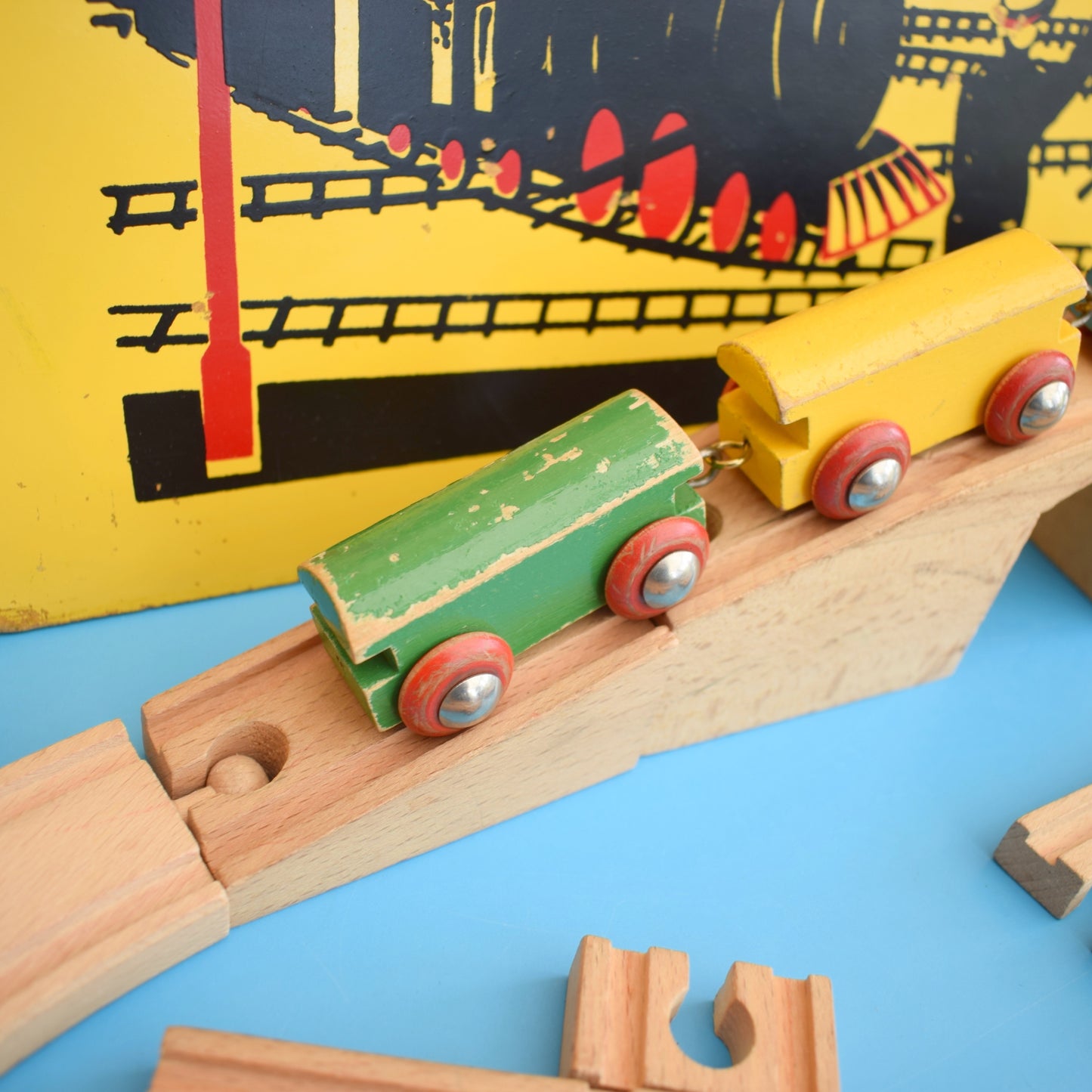 Vintage 1960s Wooden Brio Train Set In Box