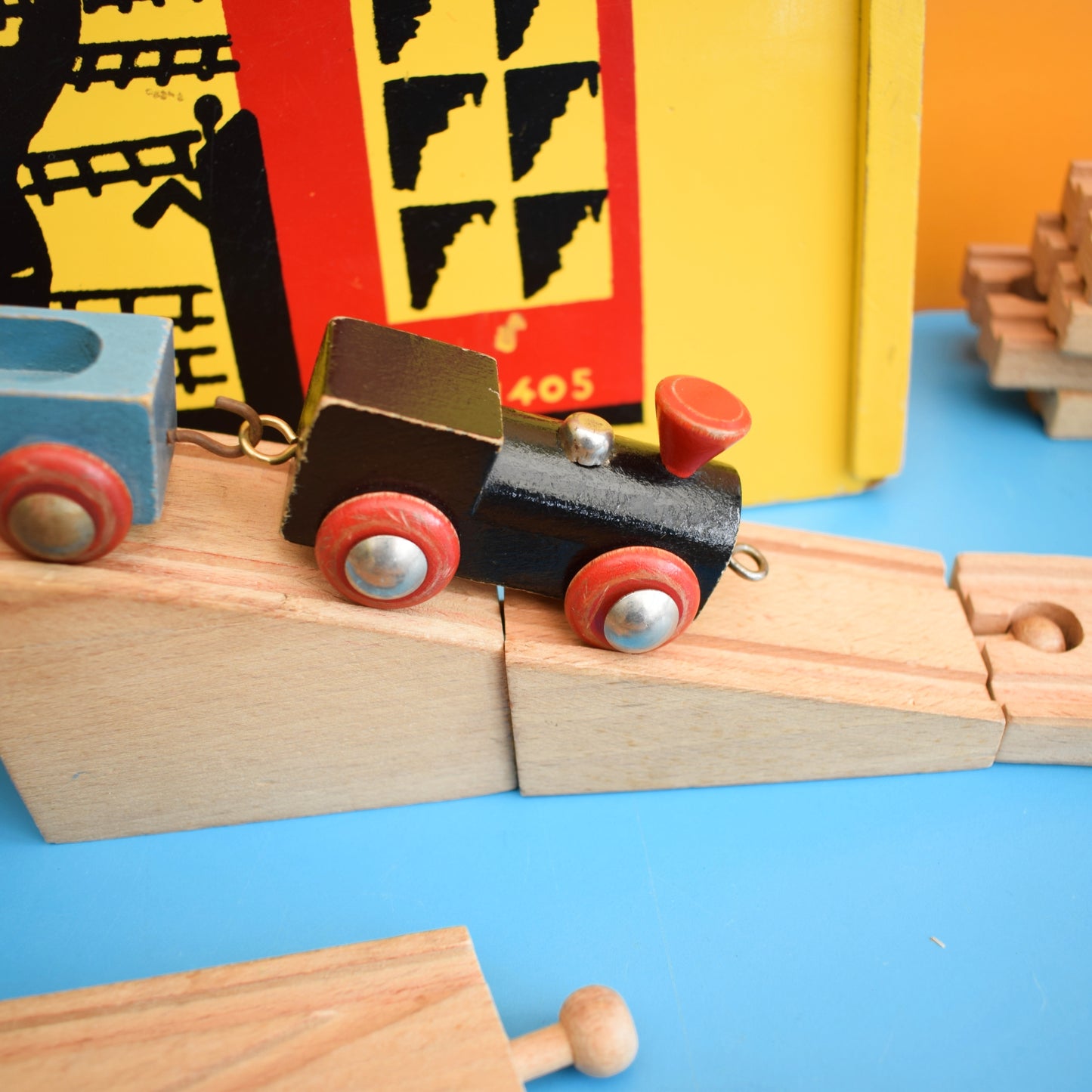 Vintage 1960s Wooden Brio Train Set In Box