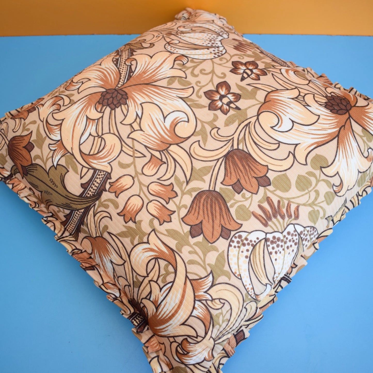 Vintage 1960s Cushion - William Morris - Golden Lilly - Brown