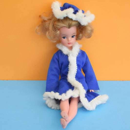 Vintage 1970s Sindy Size Outfit  - Faerie Glen - Blue & White Coat Set