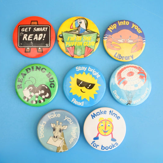 Vintage 1980s Library / Book Badges - Various