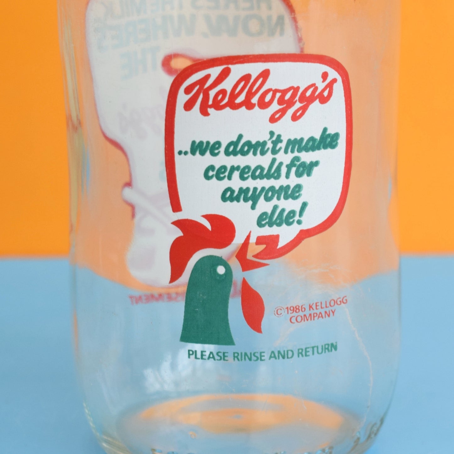 Vintage 1980s Glass Milk Bottle - Kellogg's - Cocktails ?