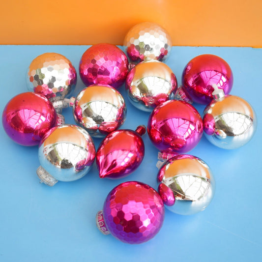 Vintage 1970s Plastic Christmas Decorations/ Baubles - Mixed 13