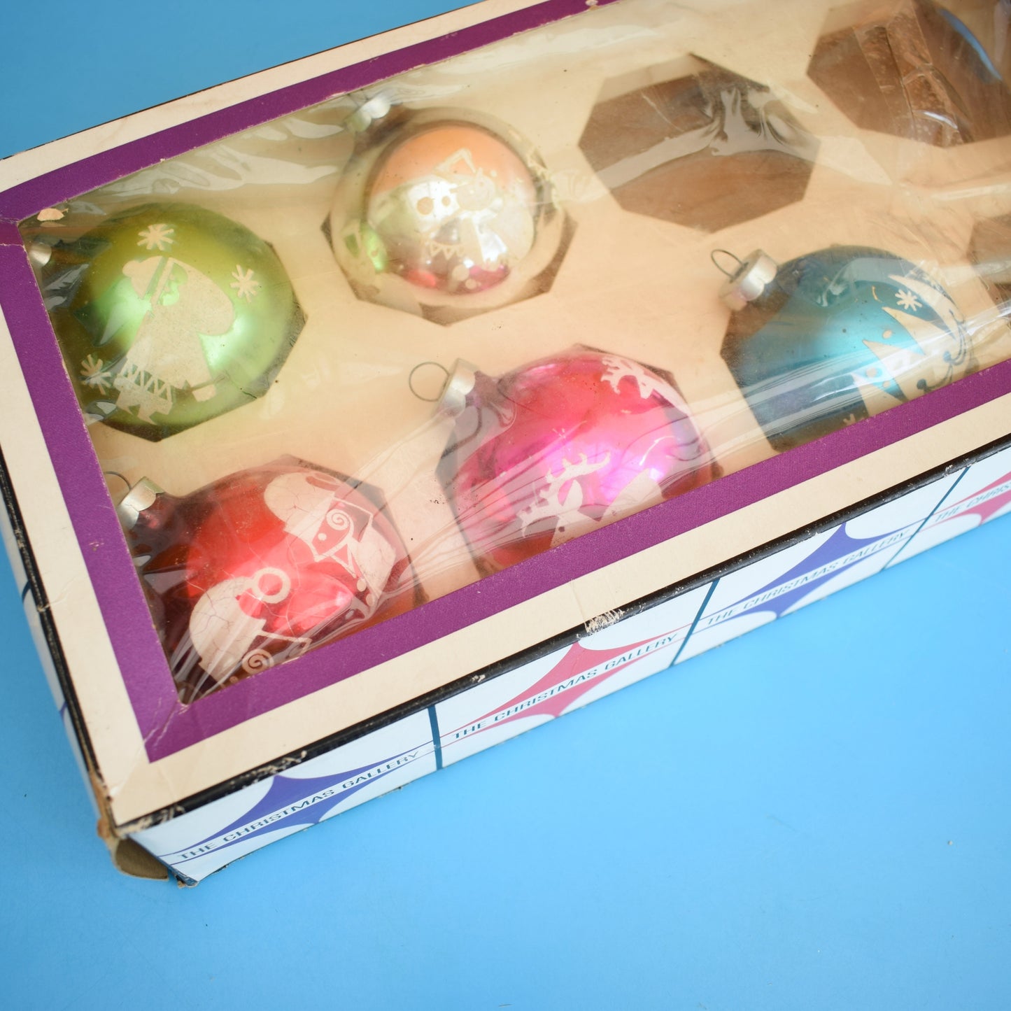 Vintage 19660s Large Glass Christmas Baubles - American- Boxed