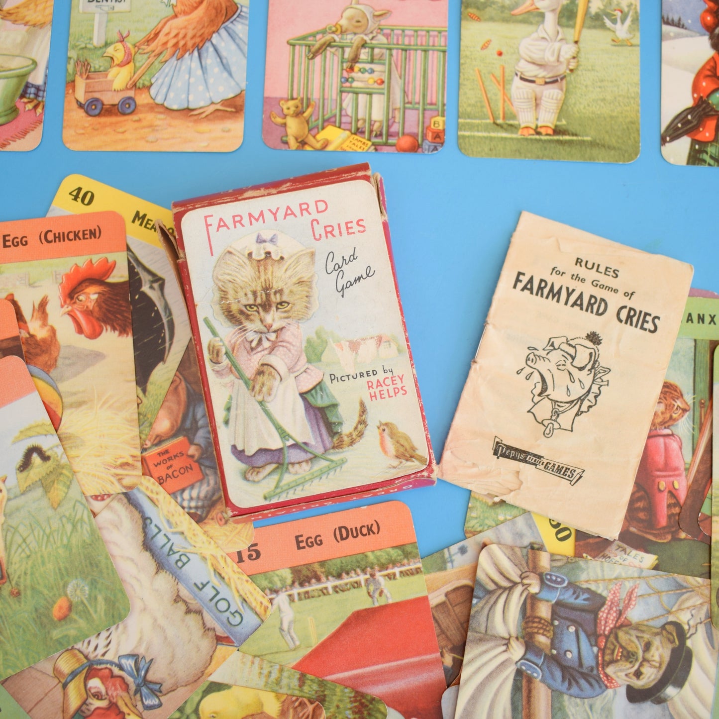 Vintage 1950s Farmyard Cries Card Game - Racey Helps