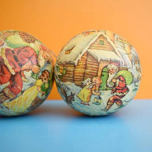 Vintage 1950s Cardboard Gift Balls / Festive Decorations