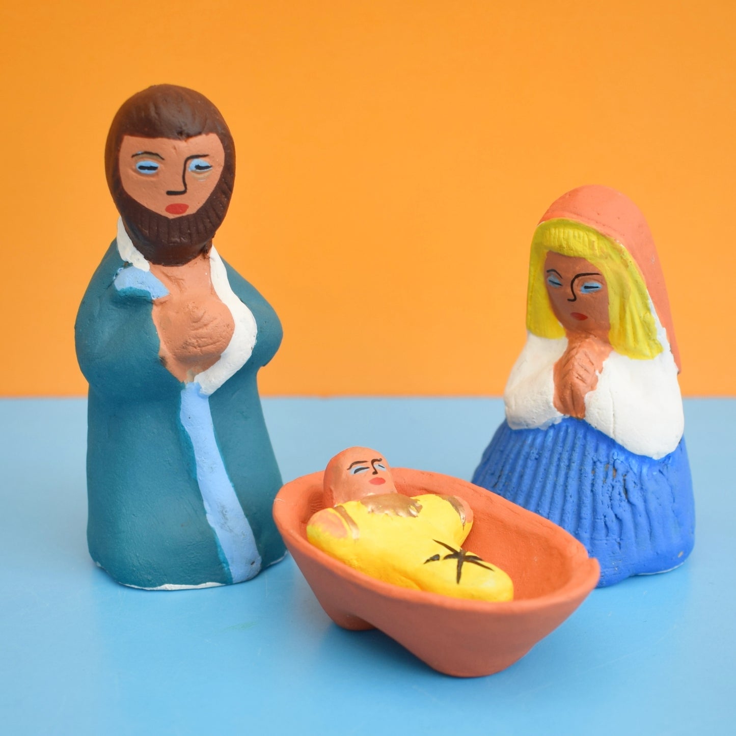 Vintage 1970s Nativity Scene - Handmade - Mexico