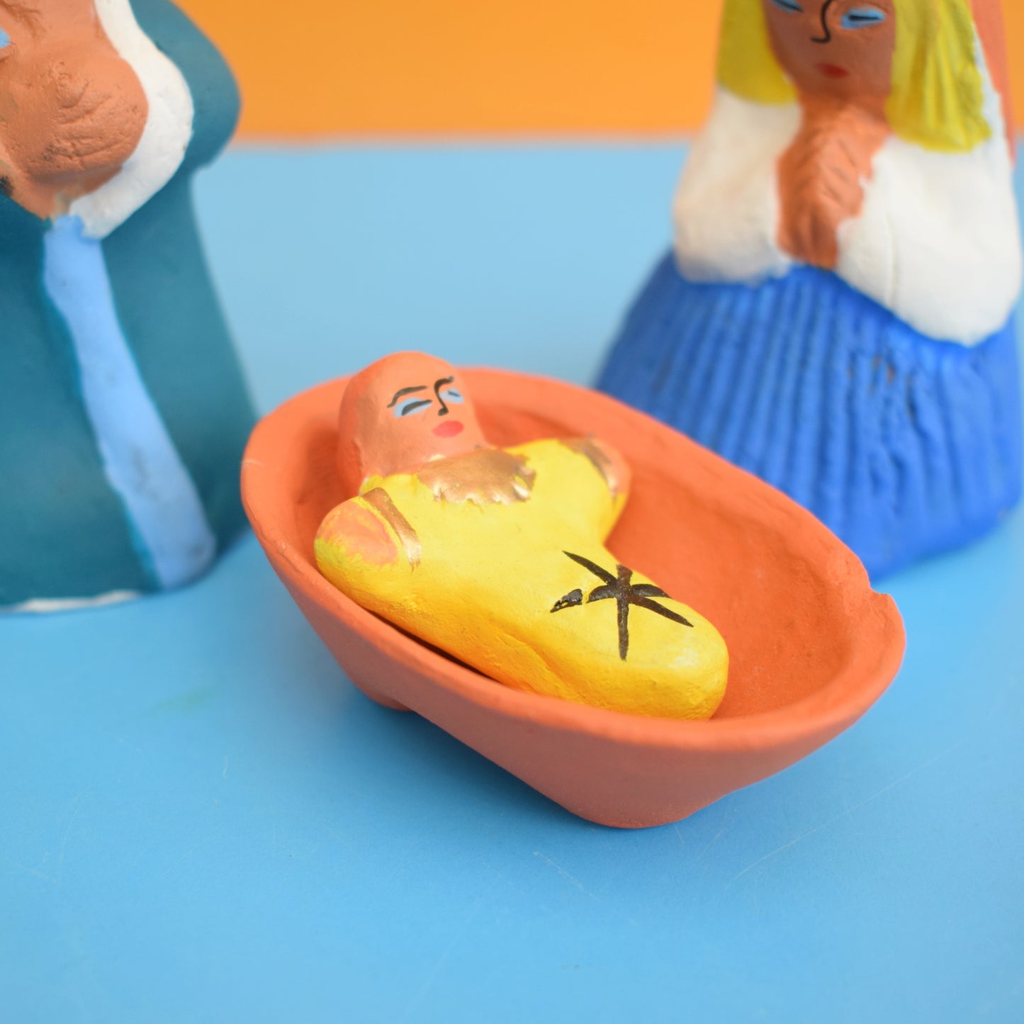 Vintage 1970s Nativity Scene - Handmade - Mexico