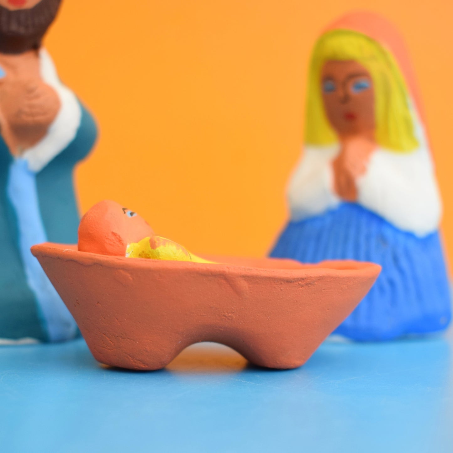 Vintage 1970s Nativity Scene - Handmade - Mexico