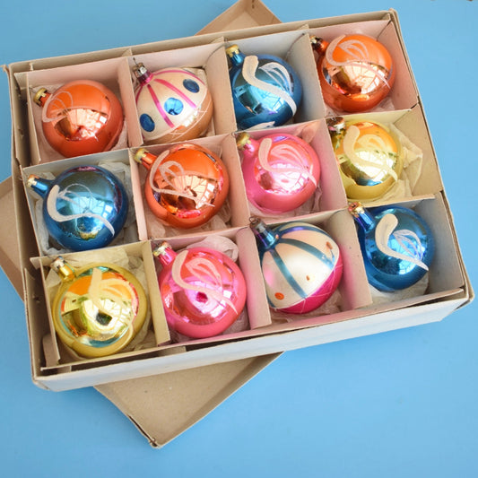 Vintage 1980s Glass Christmas Baubles - Large .