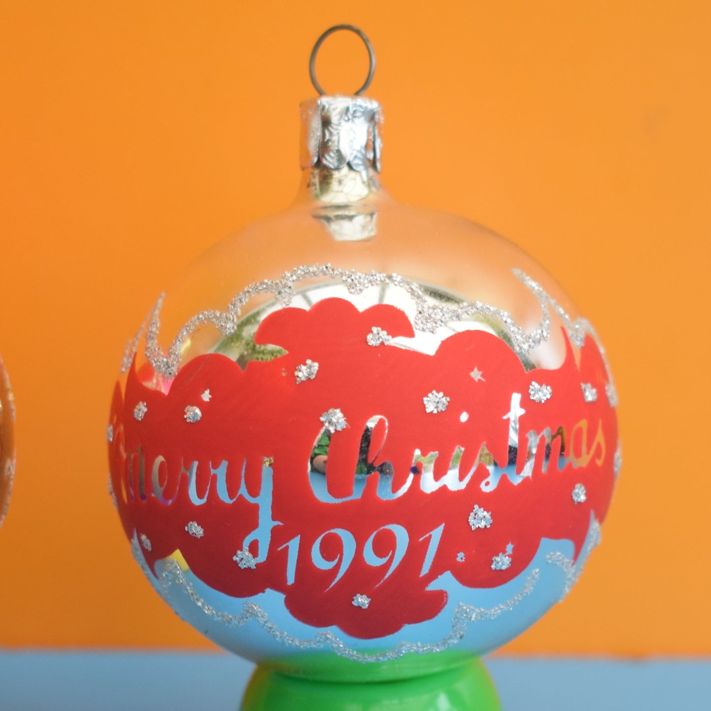 Vintage 1980s Single Glass Christmas Baubles - Dated