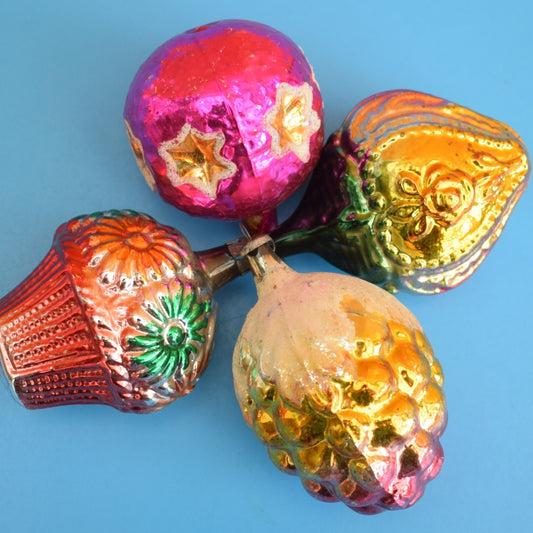 Vintage 1950s Fine Glass Individual Baubles/ Decorations - Russian