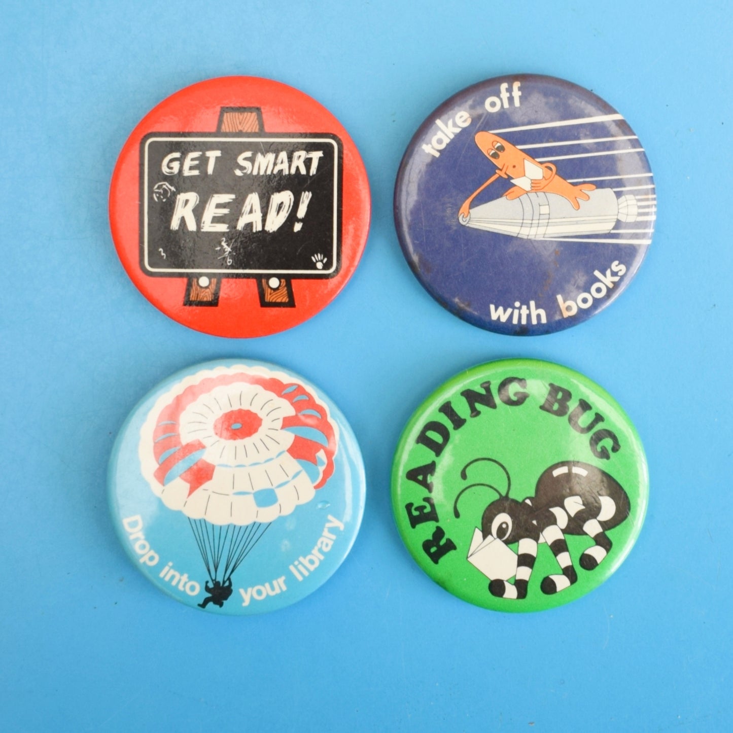 Vintage 1980s Library / Book Badges - Various