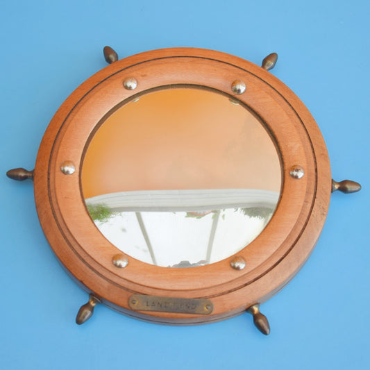 Vintage 1950s Small Kitsch Nautical Ships Wheel/ Porthole Mirror