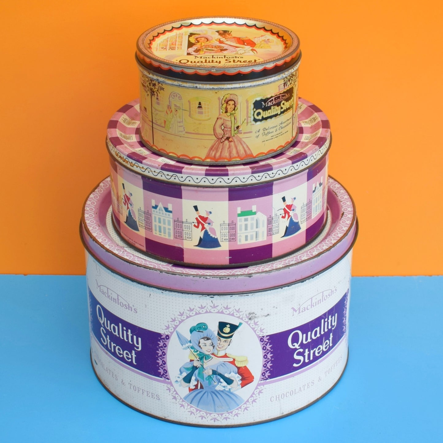 Vintage 1960s Quality Street Chocolate Sweet Tins .