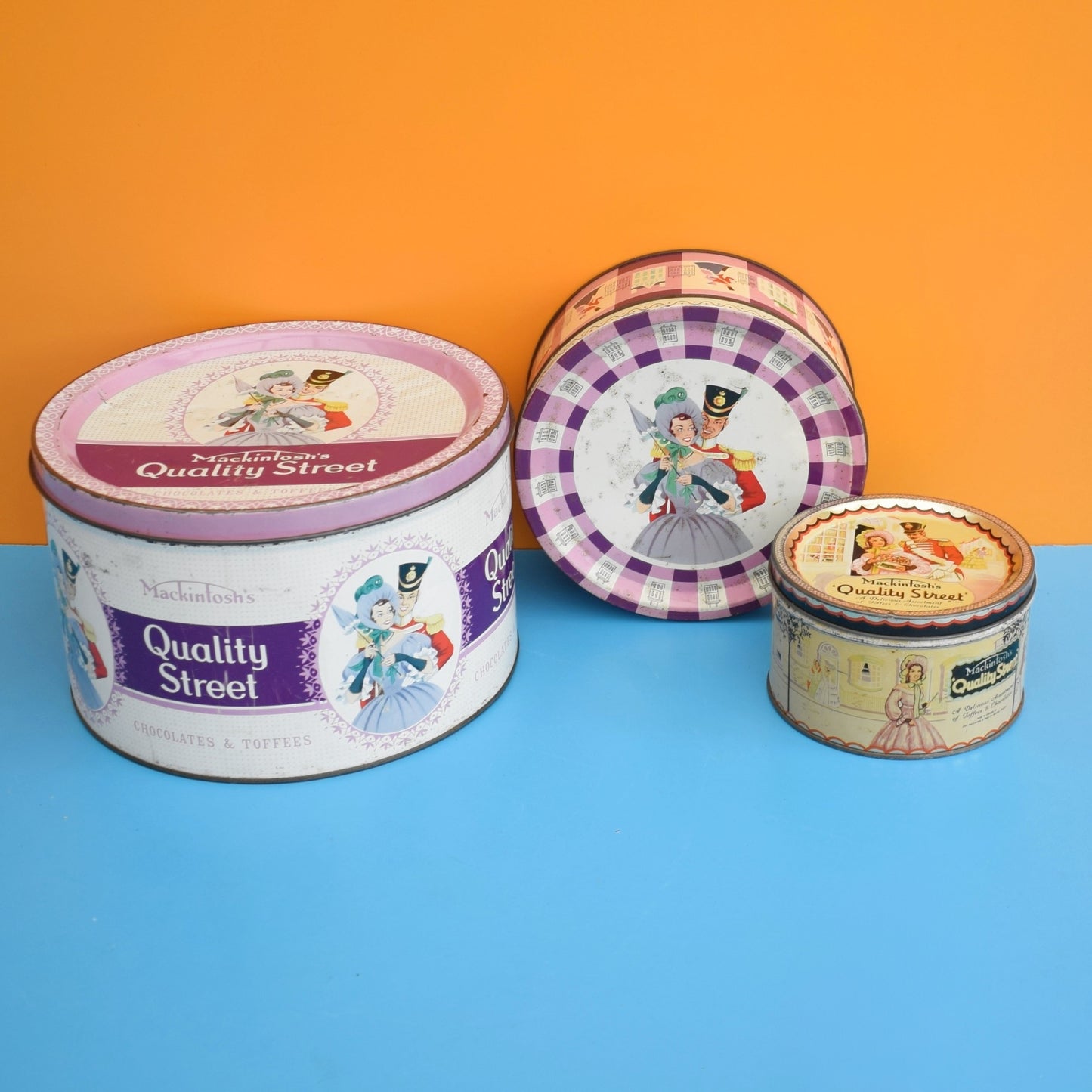 Vintage 1960s Quality Street Chocolate Sweet Tins .