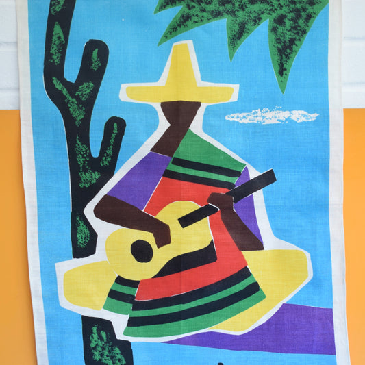 Vintage 1960s Tea Towel / Poster - Air France Mexico - Guy Georger