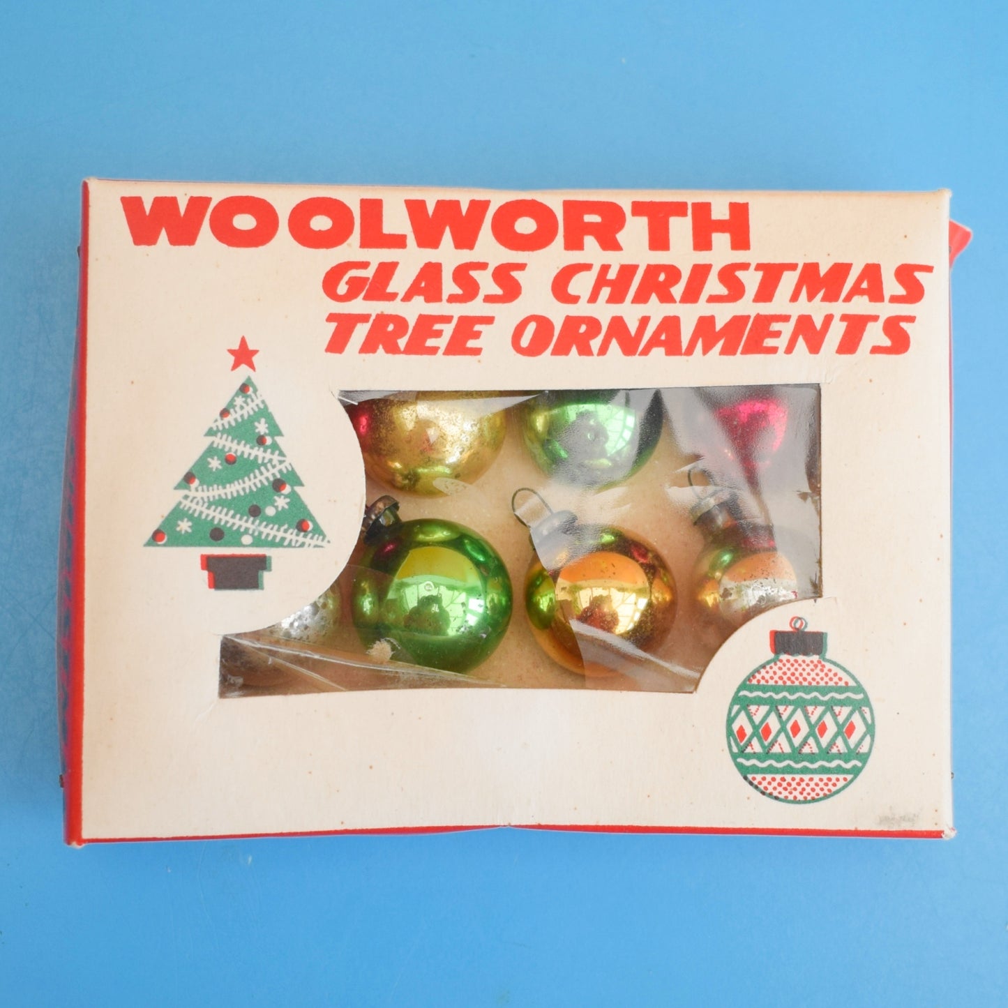 Vintage 1960s Glass Christmas Baubles - Tiny x8