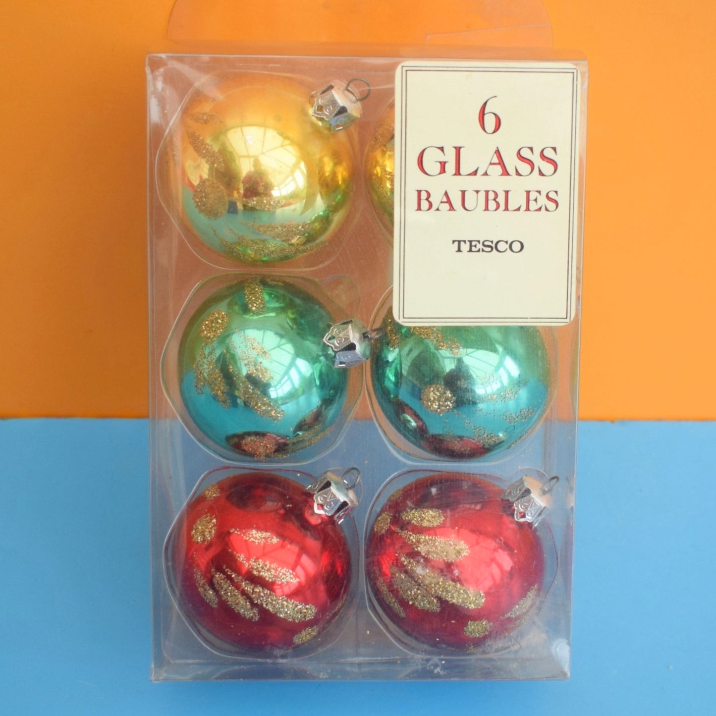 Vintage 1990s Glass Christmas Baubles - Boxed x6