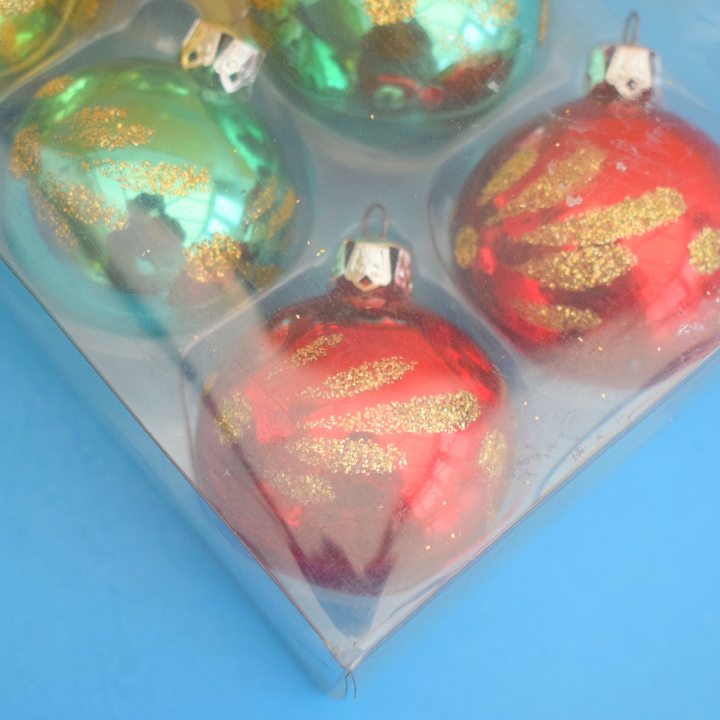 Vintage 1990s Glass Christmas Baubles - Boxed x6