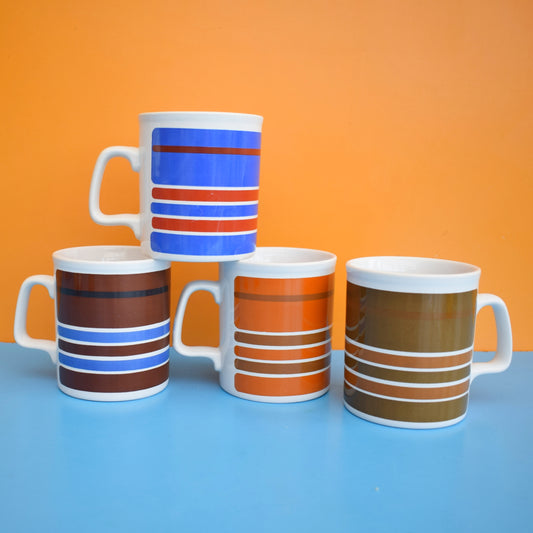 Vintage 1970s Mugs - Staffordshire Pottery - Stripes