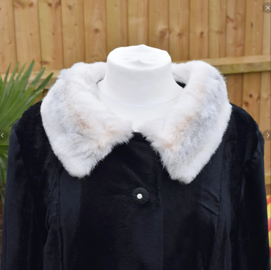 Vintage 1950s Amazing Faux Fur / Velvet Long Evening Coat- Astraka