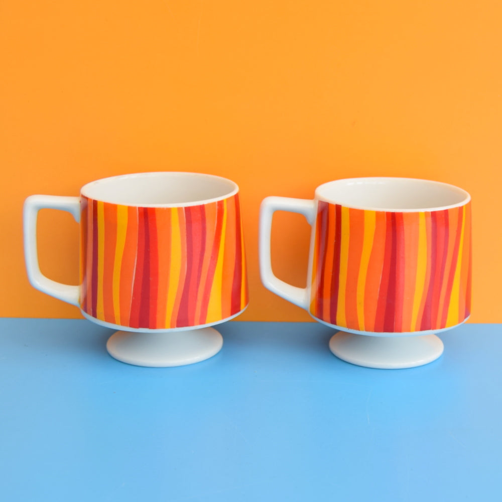 Vintage 1960s Japanese Striped Mugs x2