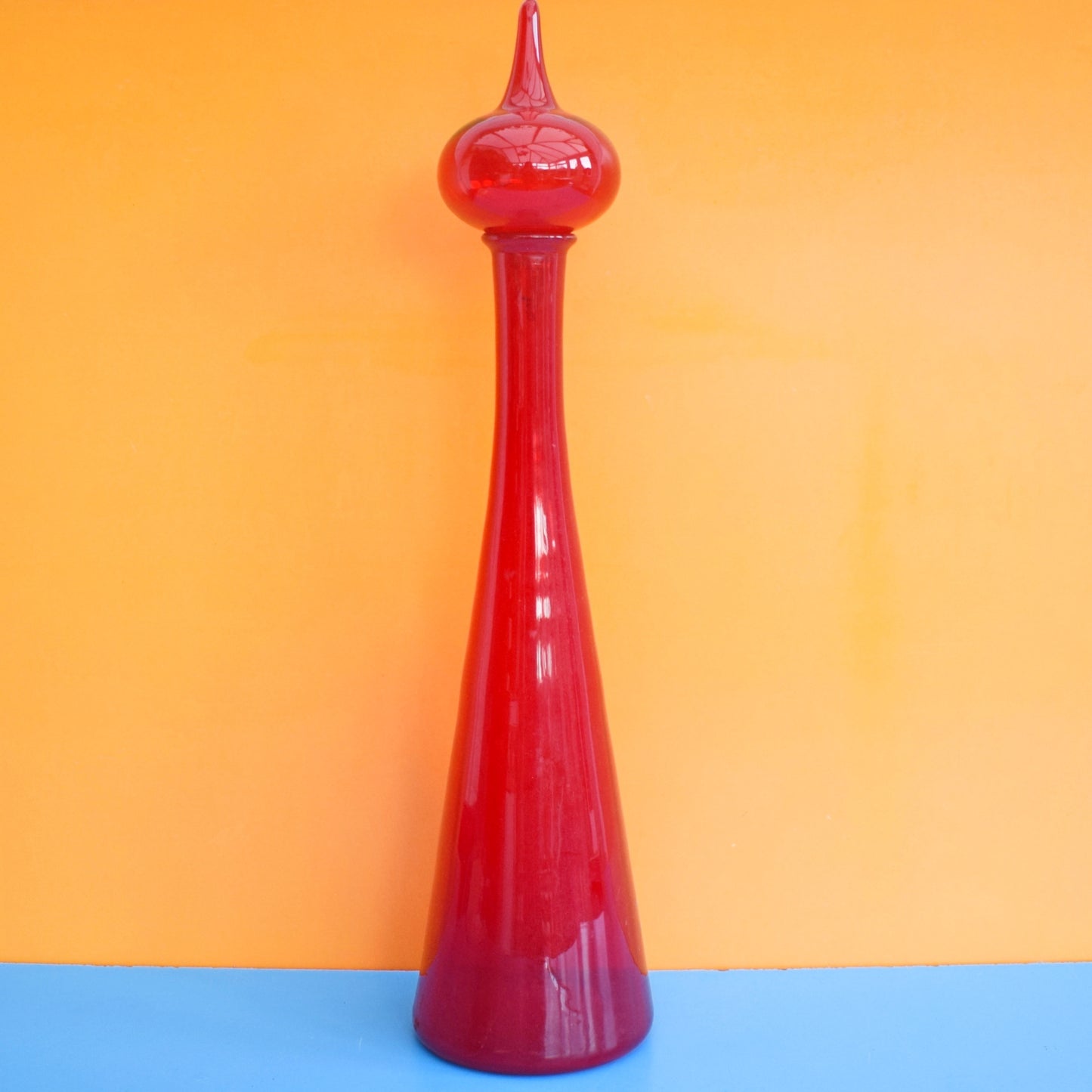 Vintage 1960s Italian Glass Genie Bottle - Red