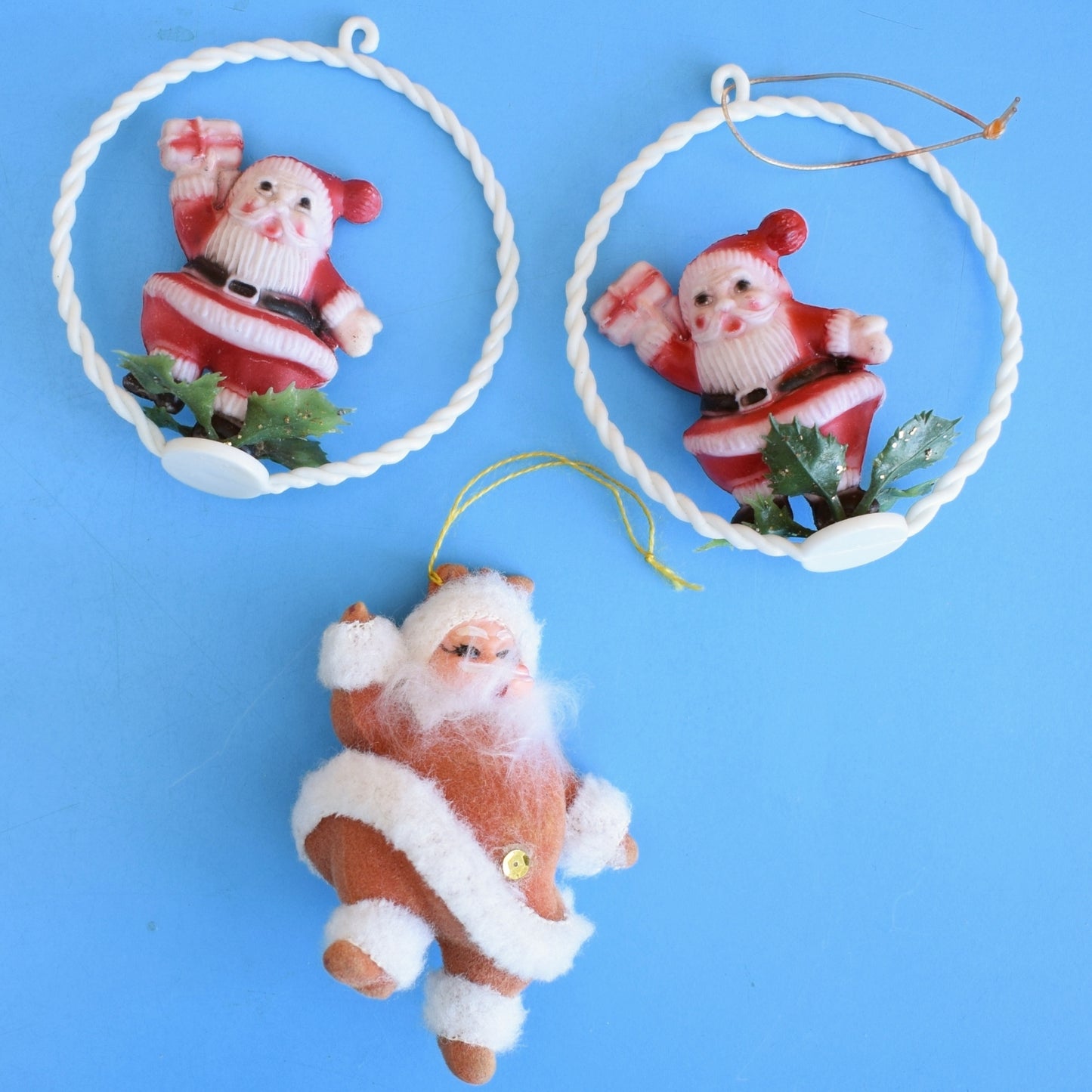 Vintage 1970s Kitsch Christmas Santa x3