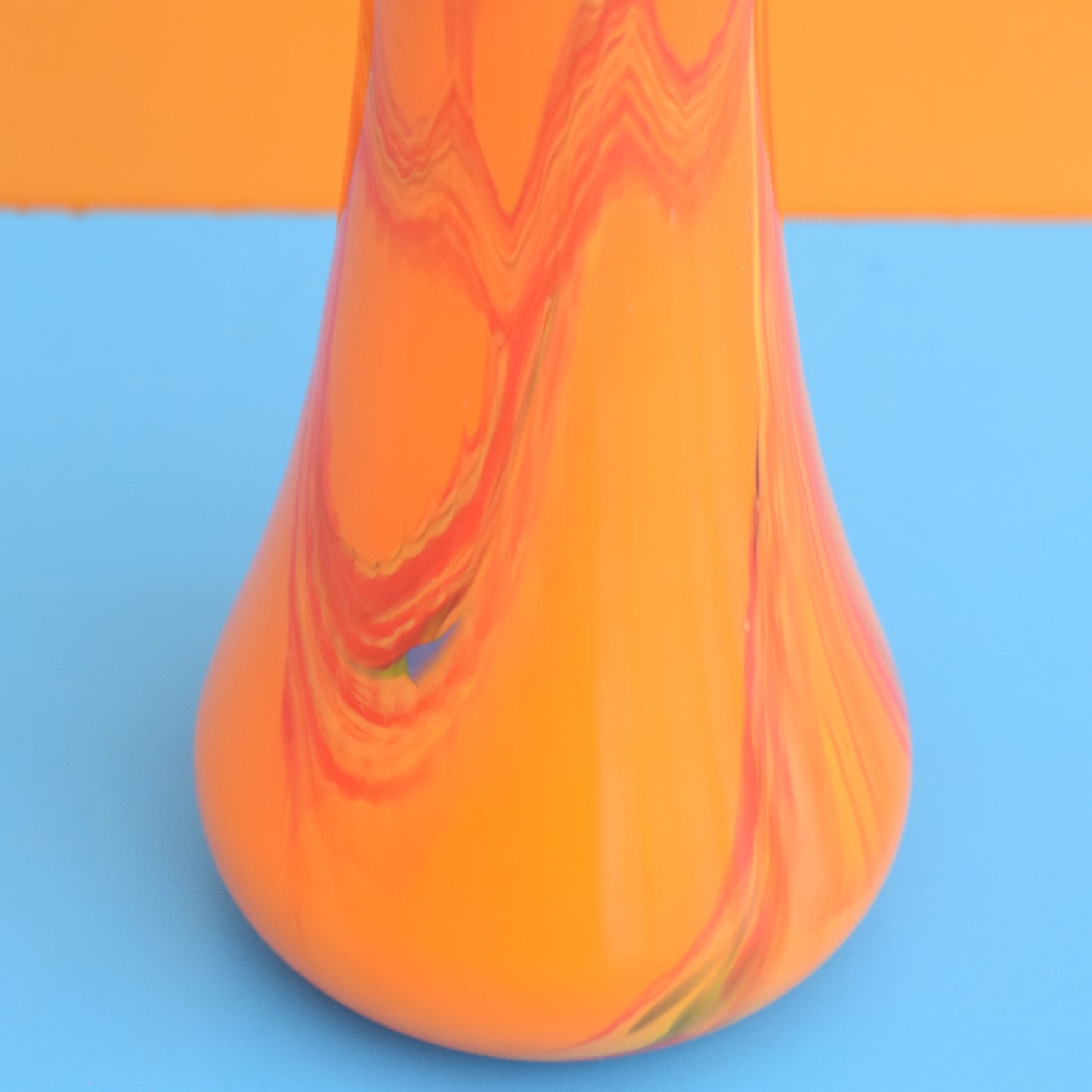 Vintage 1960s Swirled Glass Vase - Orange