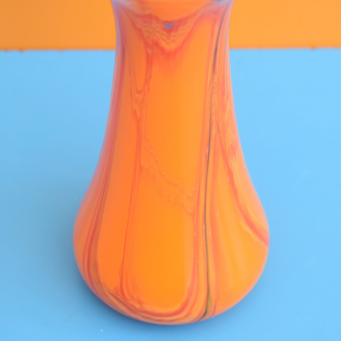 Vintage 1960s Swirled Glass Vase - Orange