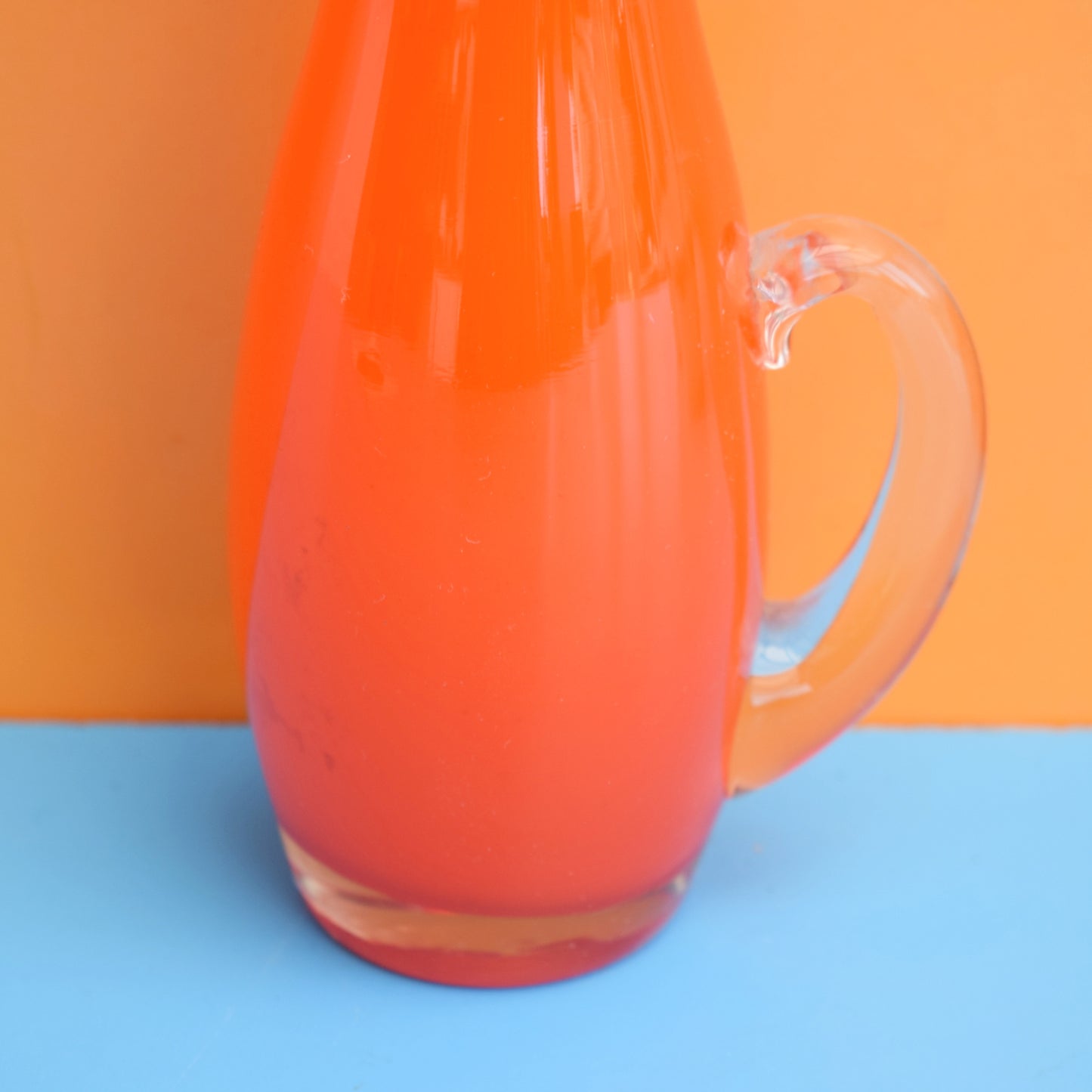 Vintage 1960s Cased Glass Vase / Jug - Orange