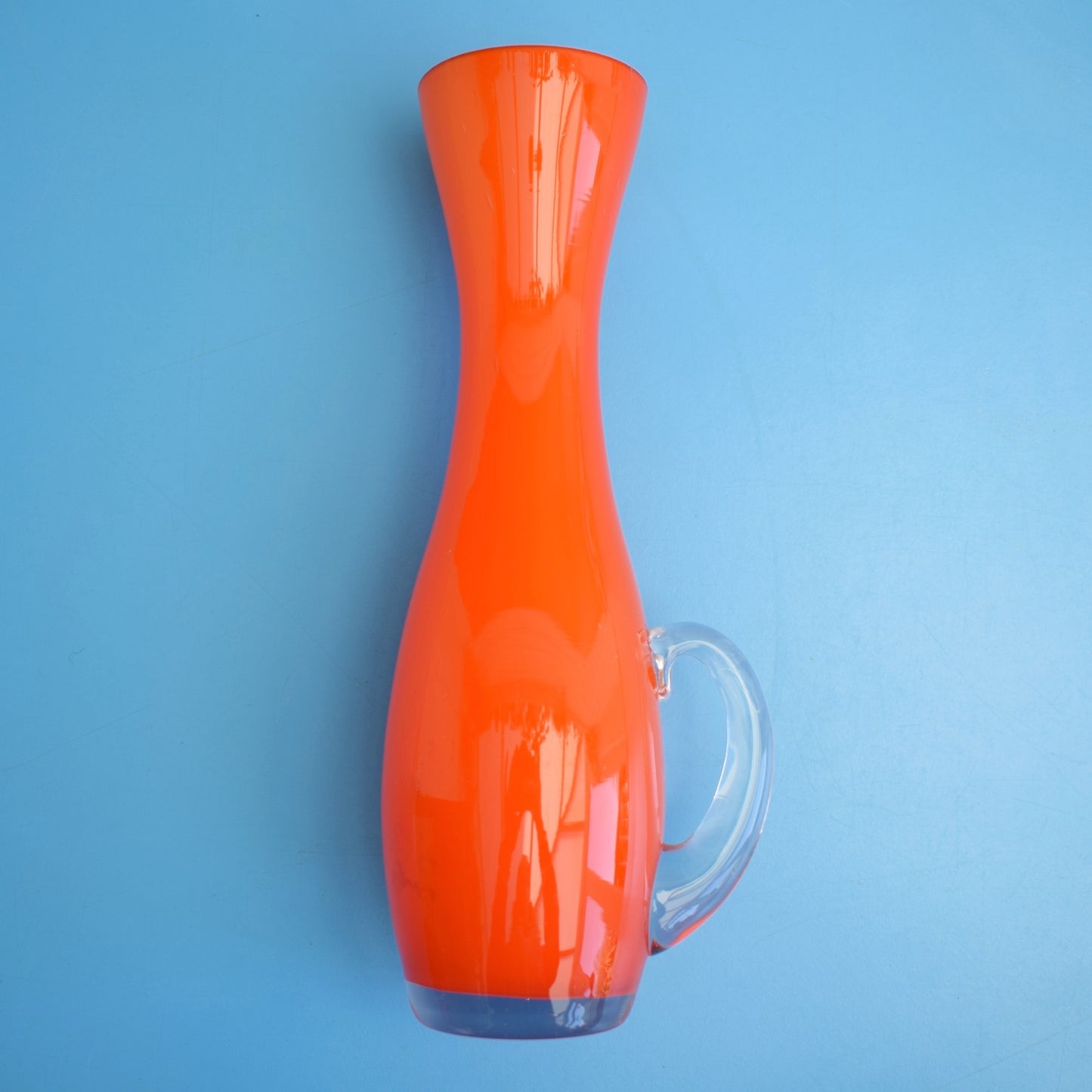 Vintage 1960s Cased Glass Vase / Jug - Orange