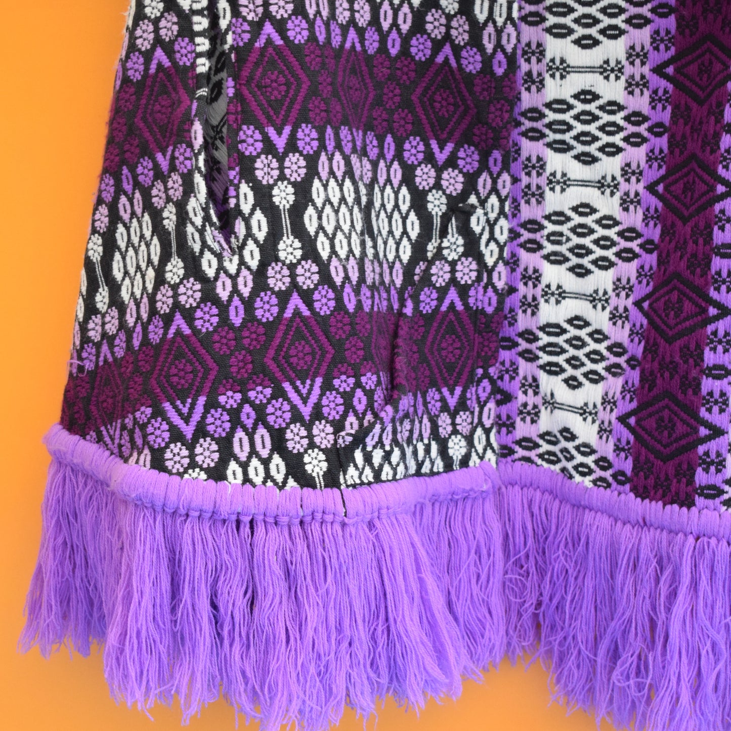Vintage 1960s Tapestry Style Cape - Purple