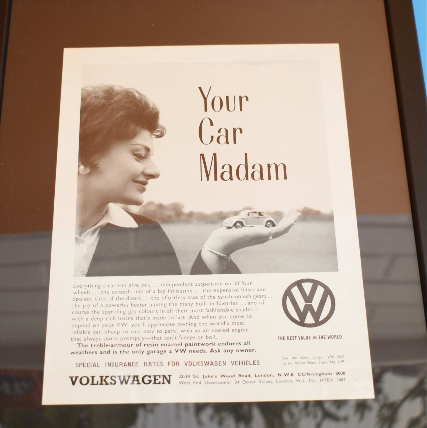 Vintage 1960s Framed VW Beetle Adverts