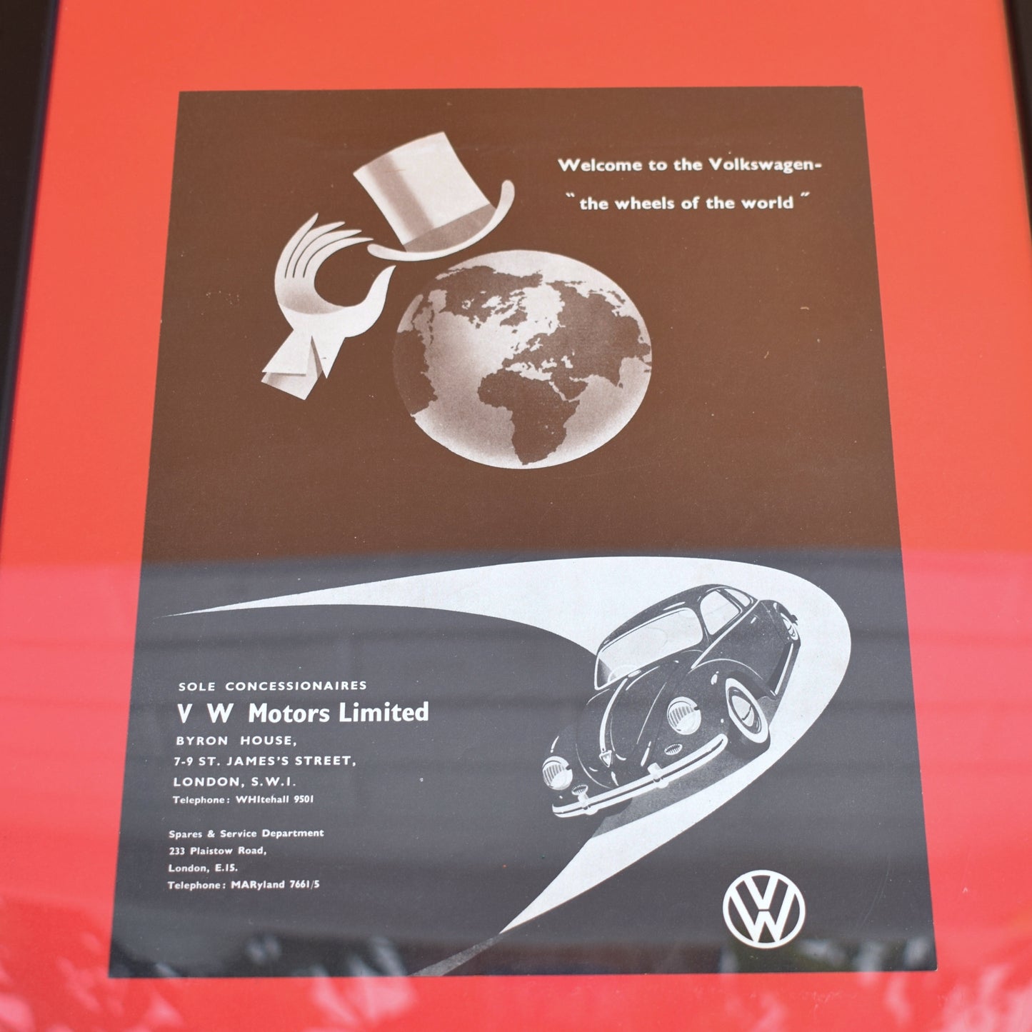 Vintage 1960s Framed VW Beetle Adverts